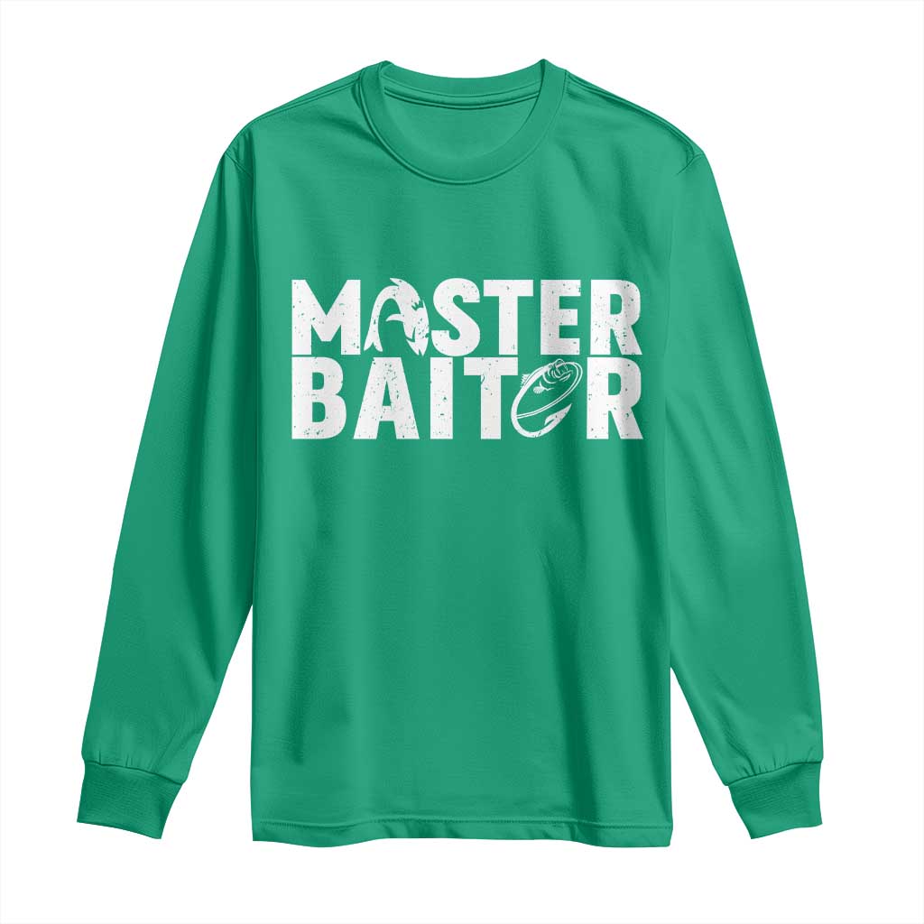 Funny Master Baiter Long Sleeve Shirt Fishing Fisherman Adult Jokes Father's Day - Wonder Print Shop