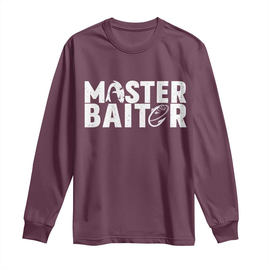 Funny Master Baiter Long Sleeve Shirt Fishing Fisherman Adult Jokes Father's Day - Wonder Print Shop