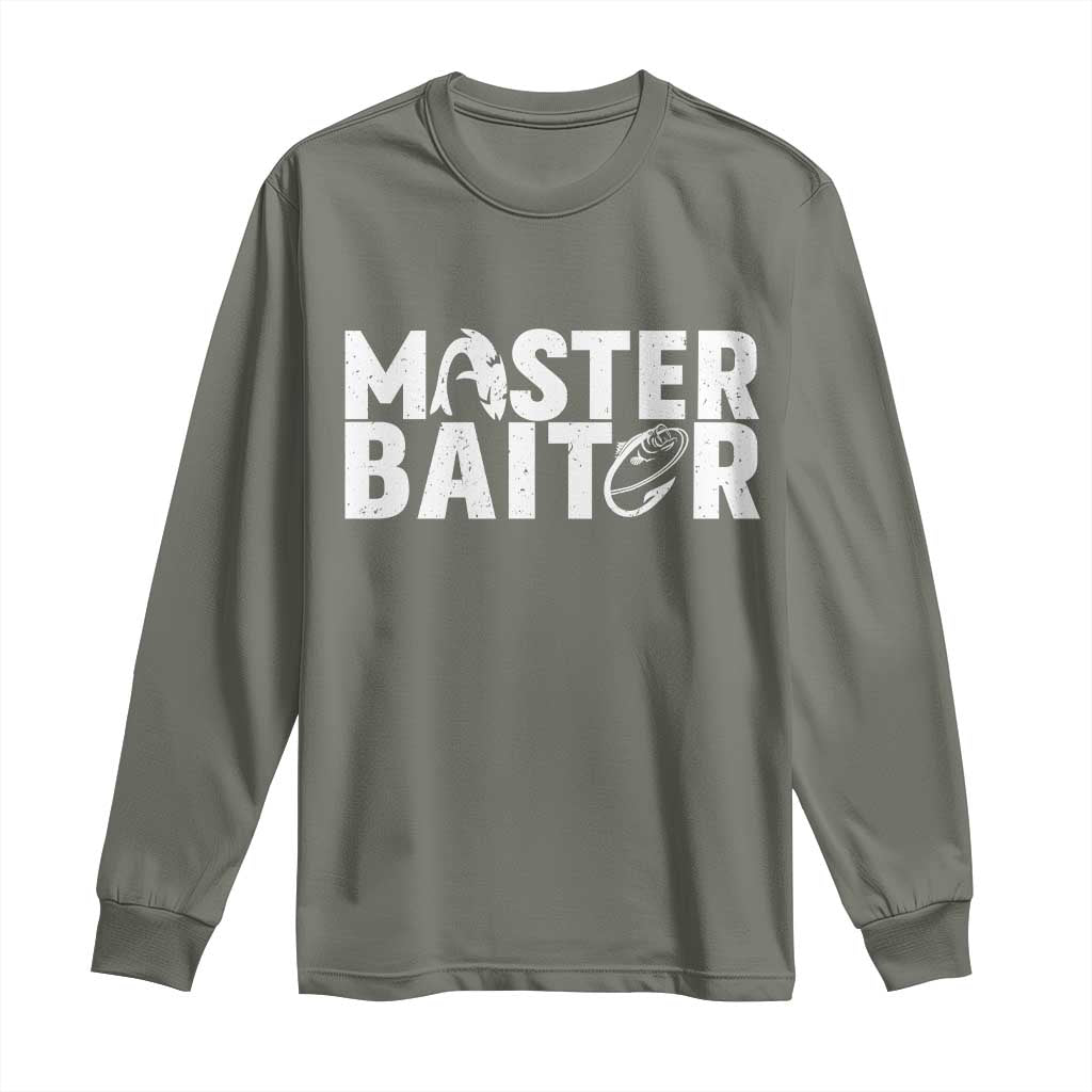 Funny Master Baiter Long Sleeve Shirt Fishing Fisherman Adult Jokes Father's Day - Wonder Print Shop