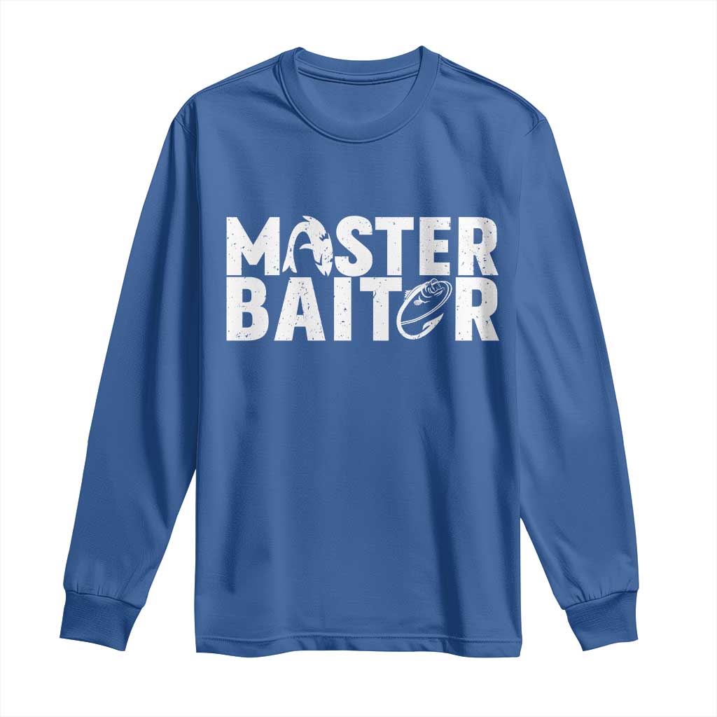 Funny Master Baiter Long Sleeve Shirt Fishing Fisherman Adult Jokes Father's Day - Wonder Print Shop