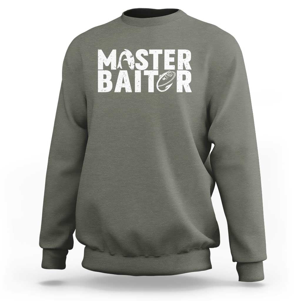 Funny Master Baiter Sweatshirt Fishing Fisherman Adult Jokes Father's Day - Wonder Print Shop