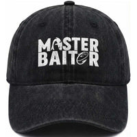 Funny Master Baiter Washed Cotton Baseball Cap Fishing Fisherman Adult Jokes Father's Day