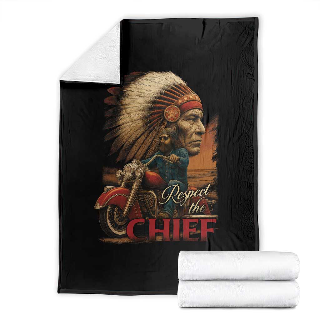 Indian American Rider Throw Blanket Respect The Native Chief Native American Motorcycle - Wonder Print Shop