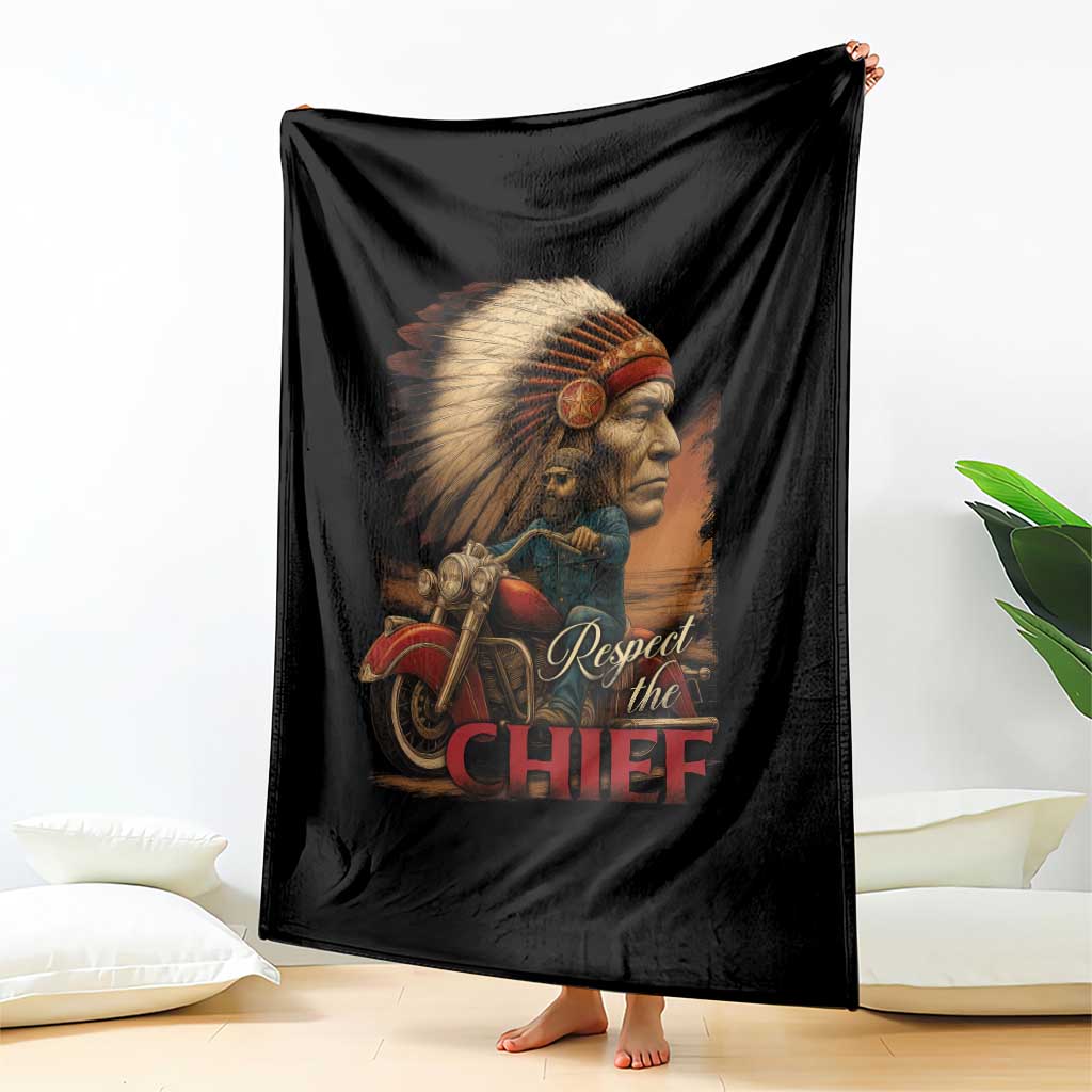 Indian American Rider Throw Blanket Respect The Native Chief Native American Motorcycle - Wonder Print Shop