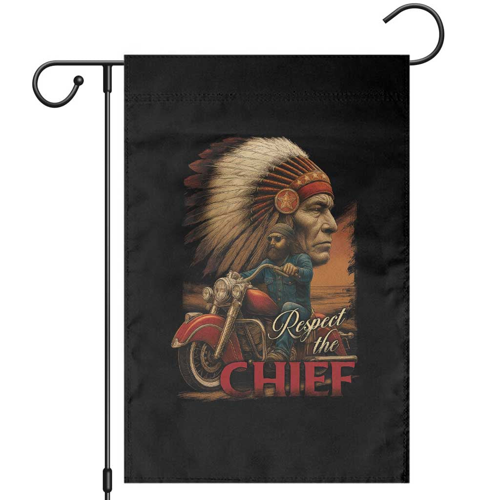 Indian American Rider Garden Flag Respect The Native Chief Native American Motorcycle - Wonder Print Shop