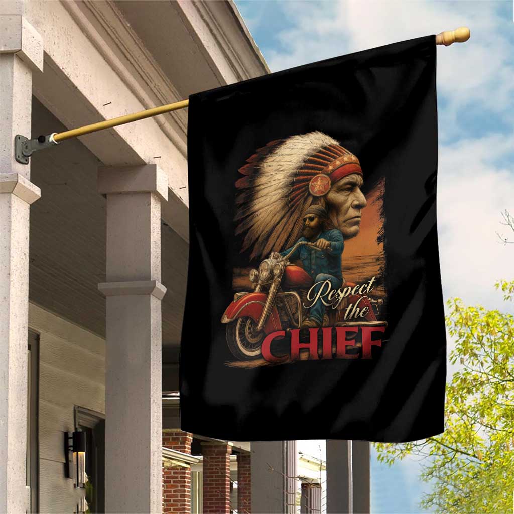 Indian American Rider Garden Flag Respect The Native Chief Native American Motorcycle - Wonder Print Shop