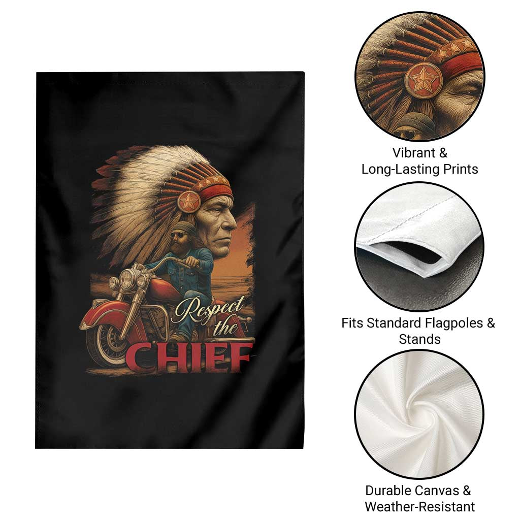 Indian American Rider Garden Flag Respect The Native Chief Native American Motorcycle - Wonder Print Shop