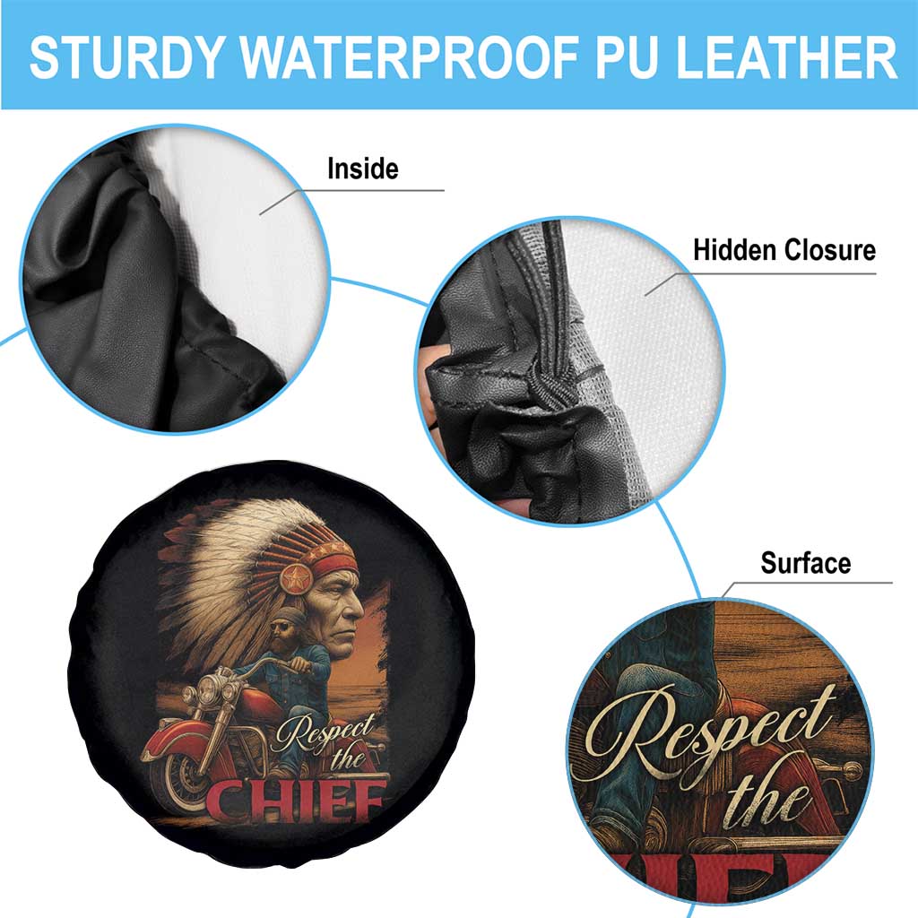 Indian American Rider Spare Tire Cover Respect The Native Chief Native American Motorcycle - Wonder Print Shop