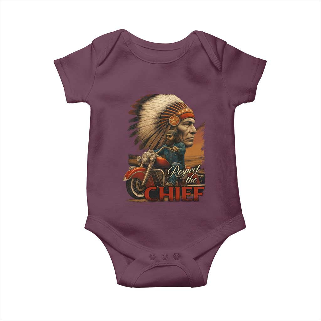 Indian American Rider Baby Onesie Respect The Native Chief Native American Motorcycle - Wonder Print Shop
