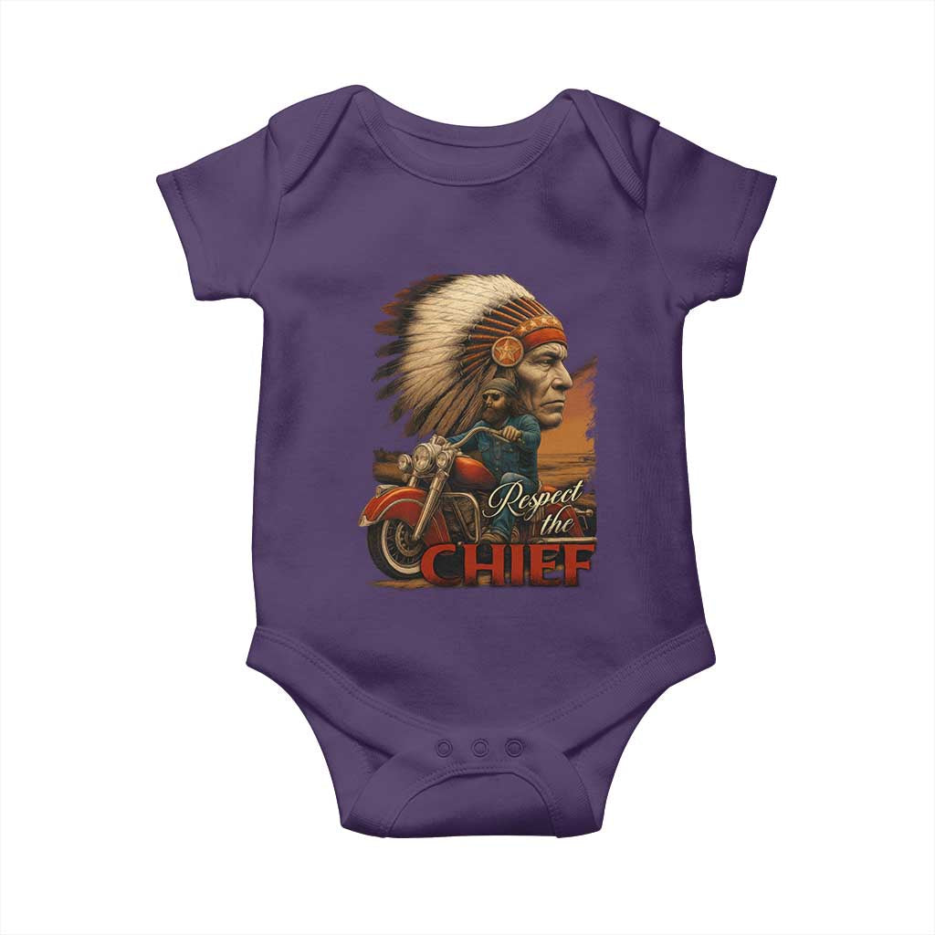 Indian American Rider Baby Onesie Respect The Native Chief Native American Motorcycle - Wonder Print Shop