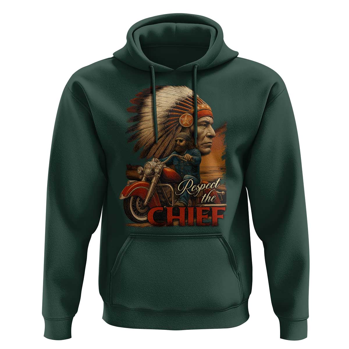 Indian American Rider Hoodie Respect The Native Chief Native American Motorcycle - Wonder Print Shop