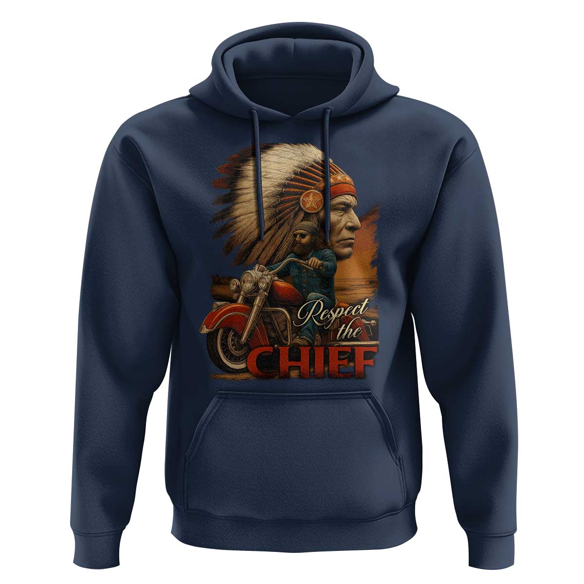 Indian American Rider Hoodie Respect The Native Chief Native American Motorcycle - Wonder Print Shop