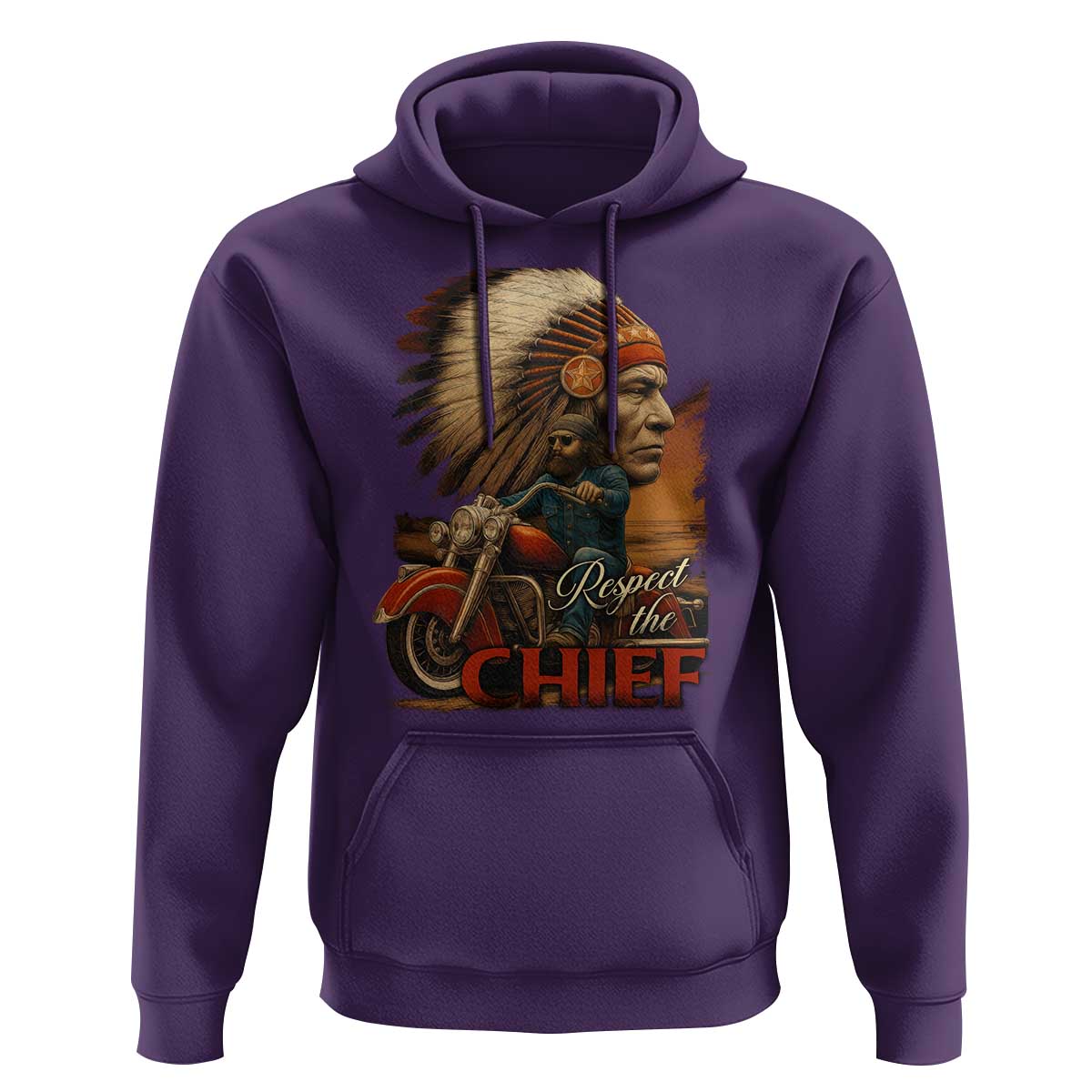Indian American Rider Hoodie Respect The Native Chief Native American Motorcycle - Wonder Print Shop