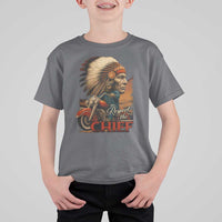 Indian American Rider T Shirt For Kid Respect The Native Chief Native American Motorcycle - Wonder Print Shop
