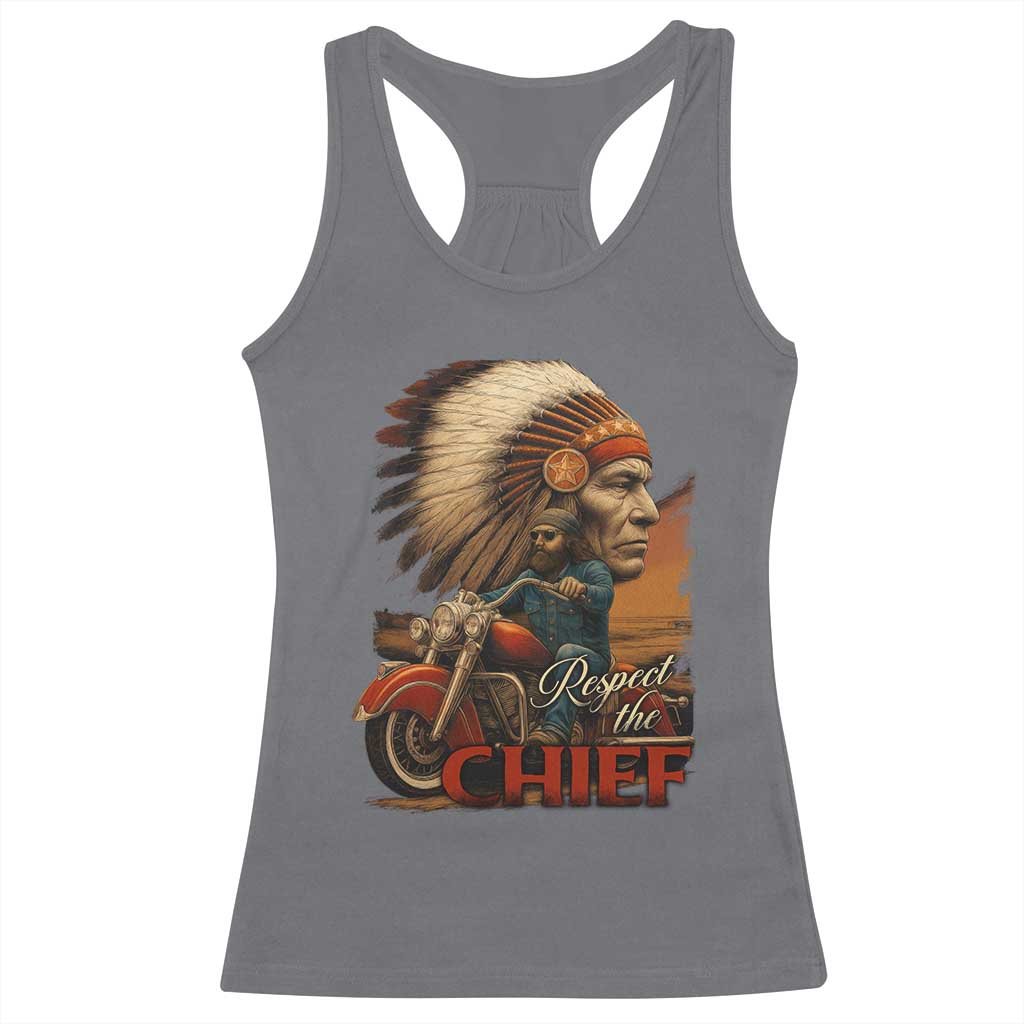 Indian American Rider Racerback Tank Top Respect The Native Chief Native American Motorcycle - Wonder Print Shop