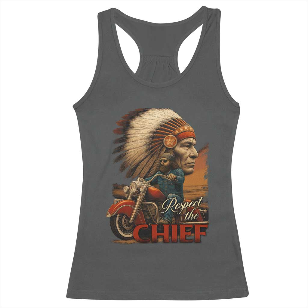 Indian American Rider Racerback Tank Top Respect The Native Chief Native American Motorcycle - Wonder Print Shop