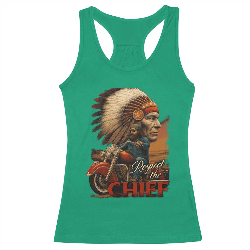 Indian American Rider Racerback Tank Top Respect The Native Chief Native American Motorcycle - Wonder Print Shop