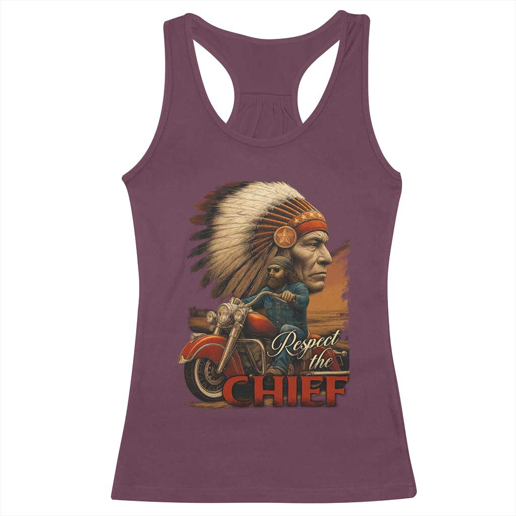 Indian American Rider Racerback Tank Top Respect The Native Chief Native American Motorcycle - Wonder Print Shop