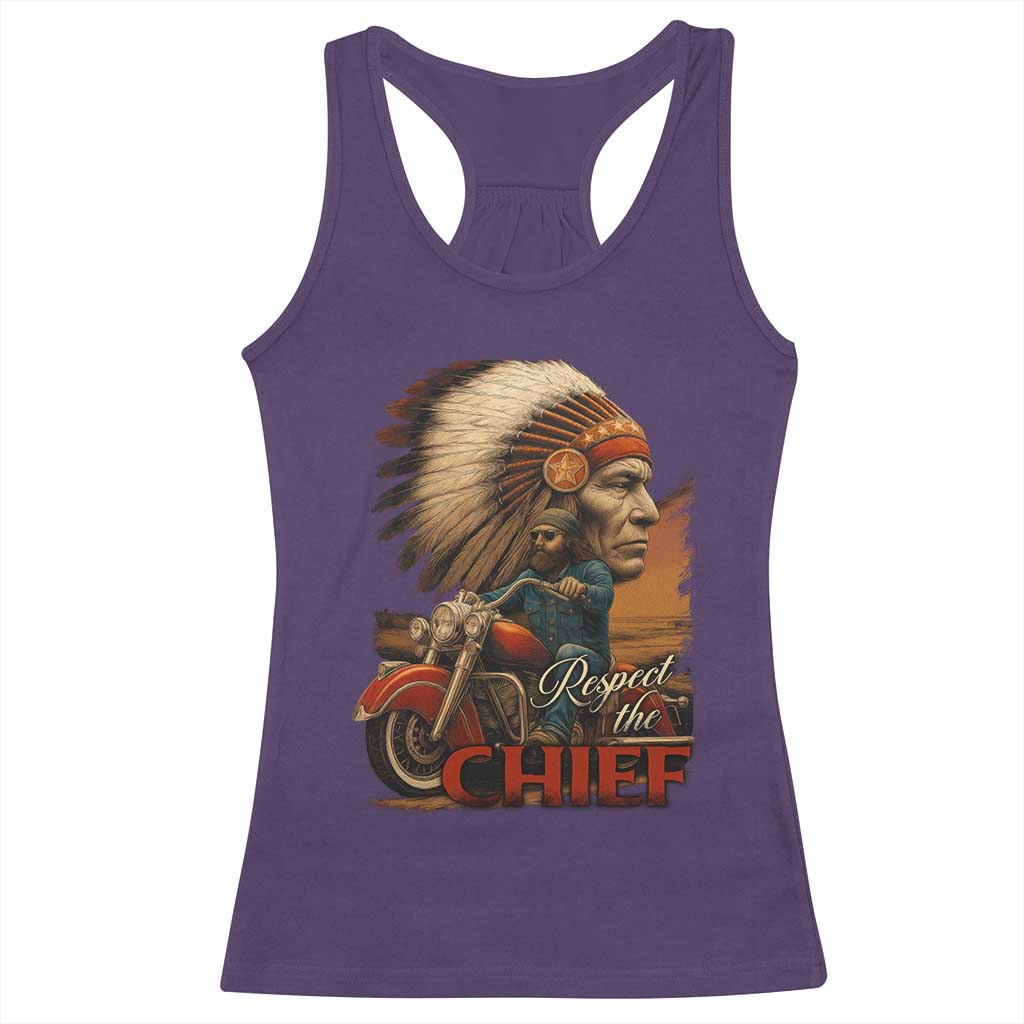 Indian American Rider Racerback Tank Top Respect The Native Chief Native American Motorcycle - Wonder Print Shop