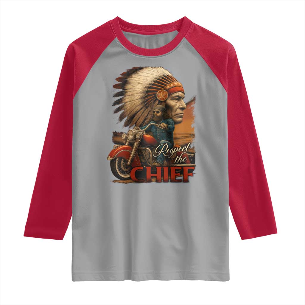 Indian American Rider Raglan Shirt Respect The Native Chief Native American Motorcycle - Wonder Print Shop