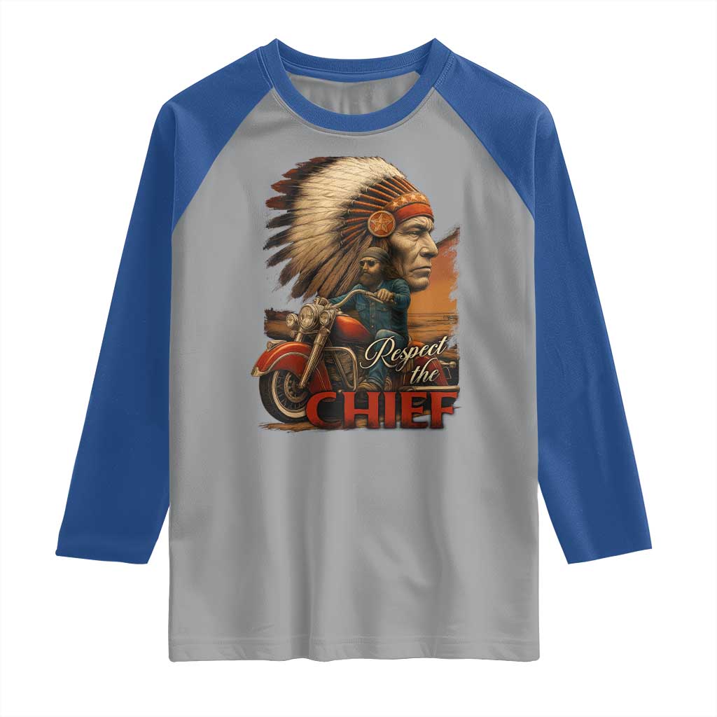 Indian American Rider Raglan Shirt Respect The Native Chief Native American Motorcycle - Wonder Print Shop