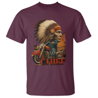 Indian American Rider T Shirt Respect The Native Chief Native American Motorcycle - Wonder Print Shop