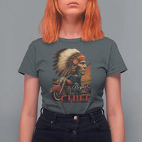 Indian American Rider T Shirt For Women Respect The Native Chief Native American Motorcycle - Wonder Print Shop