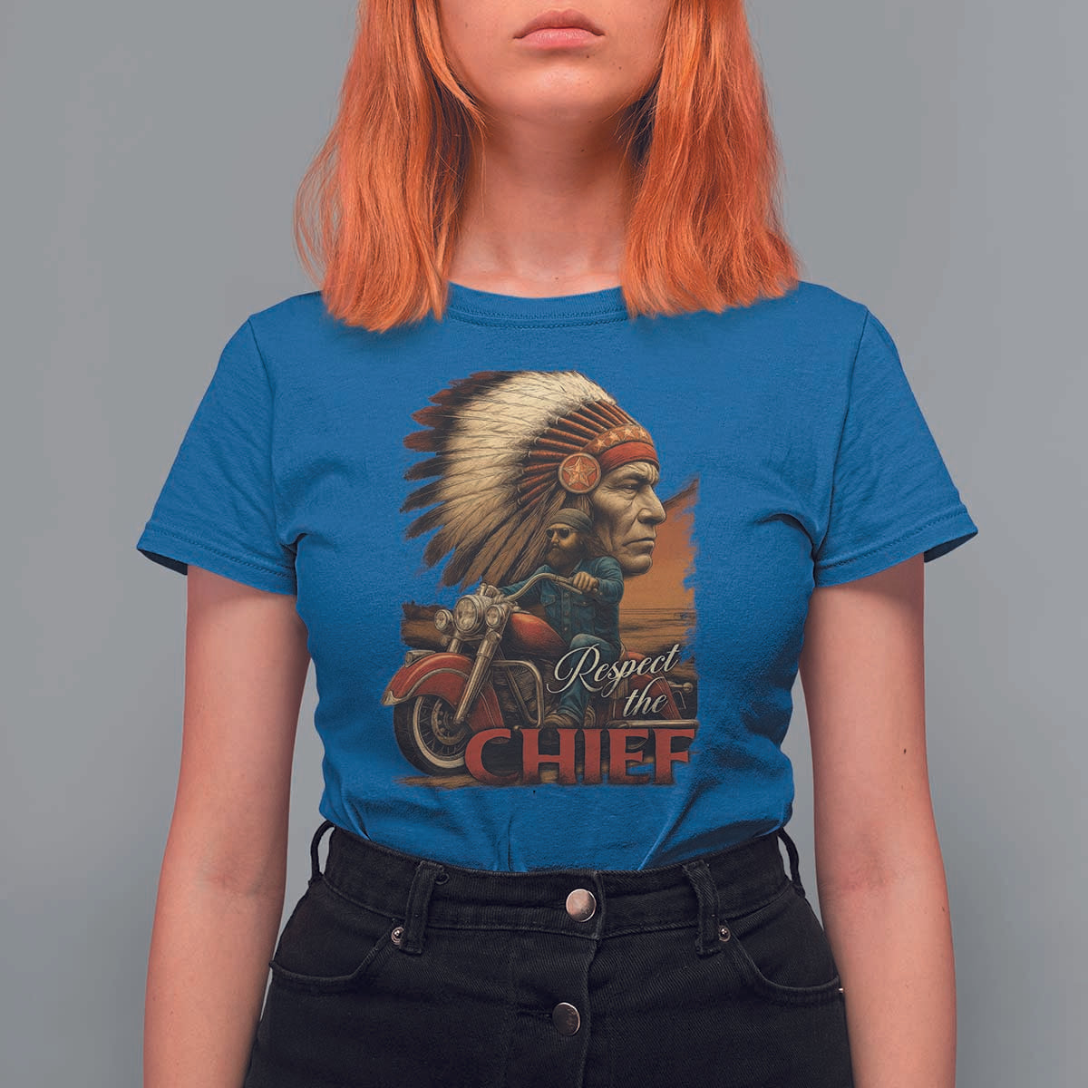 Indian American Rider T Shirt For Women Respect The Native Chief Native American Motorcycle - Wonder Print Shop
