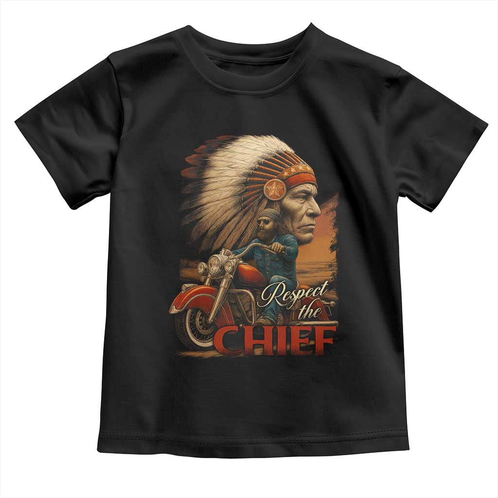 Indian American Rider Toddler T Shirt Respect The Native Chief Native American Motorcycle - Wonder Print Shop