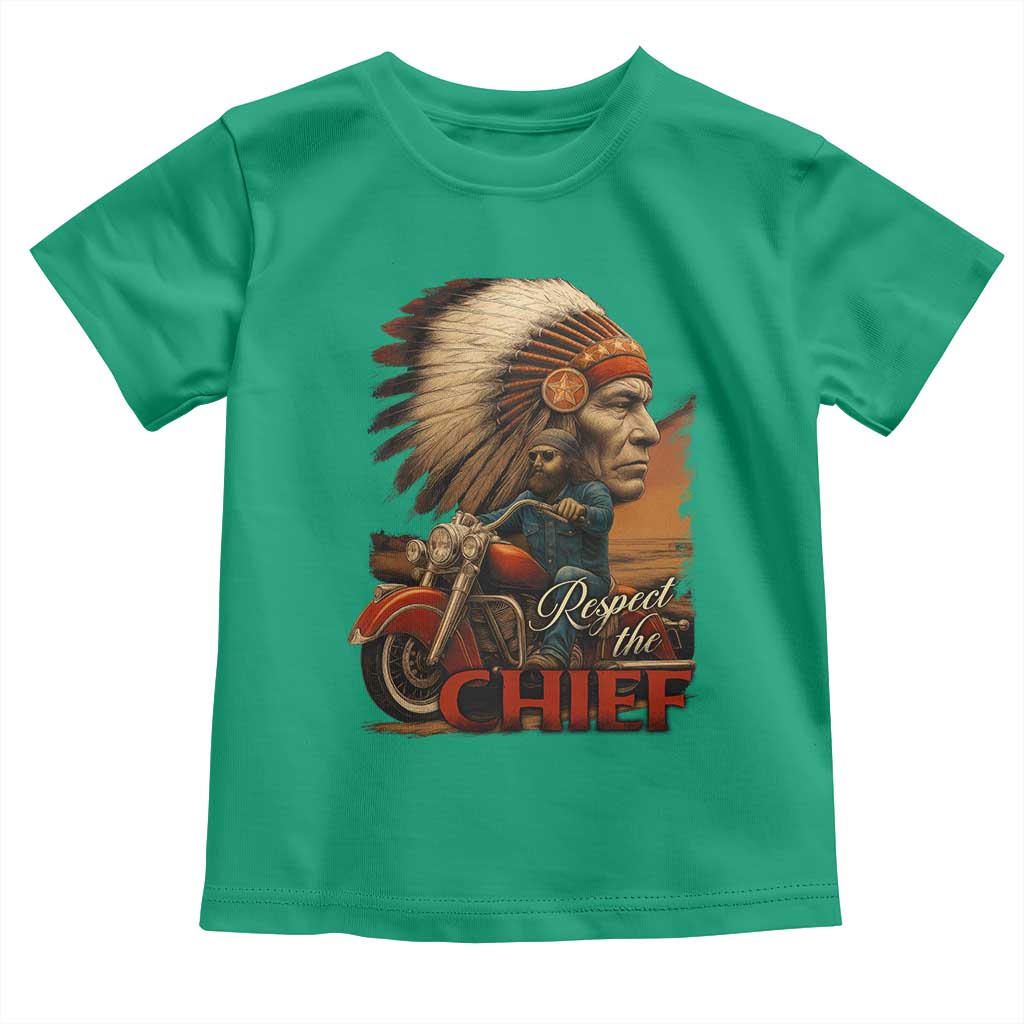 Indian American Rider Toddler T Shirt Respect The Native Chief Native American Motorcycle - Wonder Print Shop