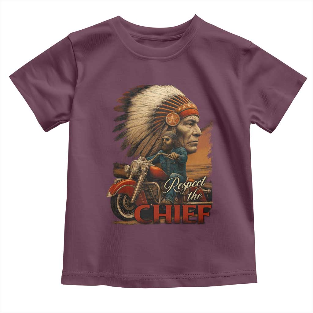Indian American Rider Toddler T Shirt Respect The Native Chief Native American Motorcycle - Wonder Print Shop
