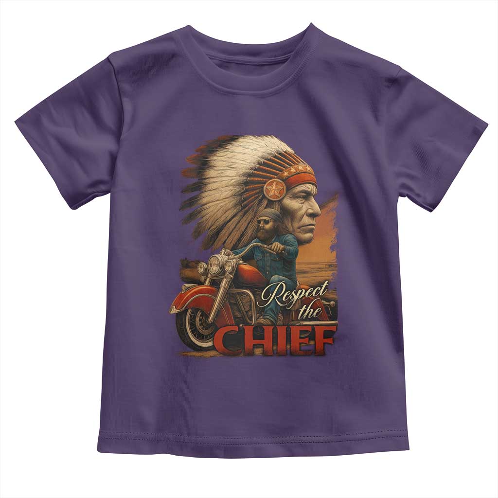 Indian American Rider Toddler T Shirt Respect The Native Chief Native American Motorcycle - Wonder Print Shop