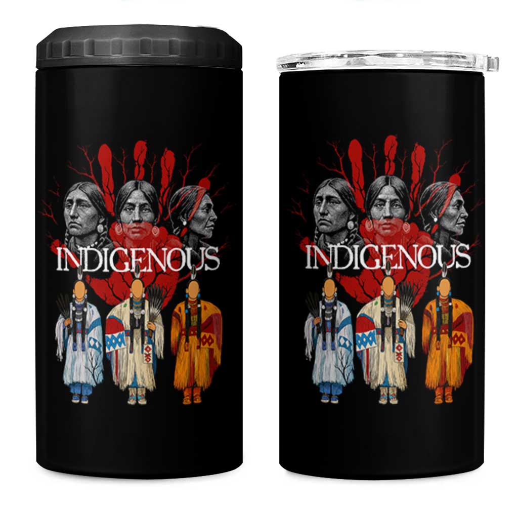 Native American Indigenous Women MMIW Red Hand Indian 4 in 1 Can Cooler Tumbler - Wonder Print Shop