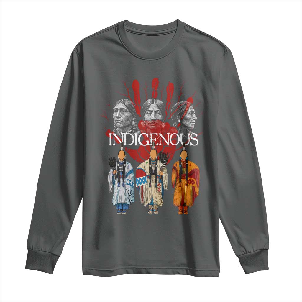 Native American Indigenous Women MMIW Red Hand Indian Long Sleeve Shirt - Wonder Print Shop