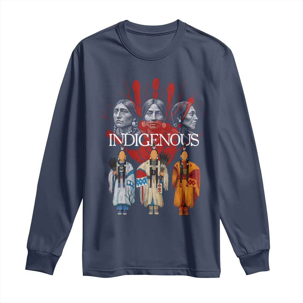 Native American Indigenous Women MMIW Red Hand Indian Long Sleeve Shirt - Wonder Print Shop