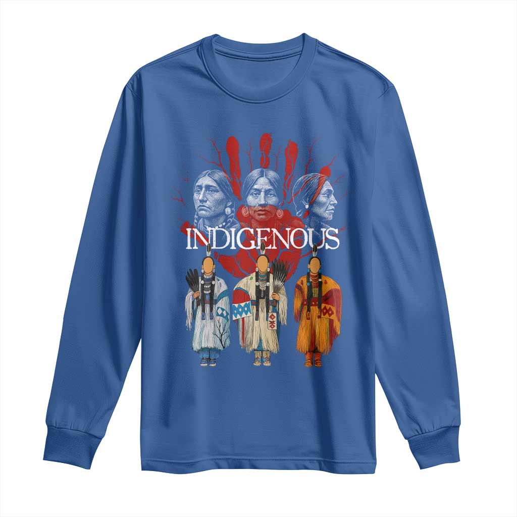 Native American Indigenous Women MMIW Red Hand Indian Long Sleeve Shirt - Wonder Print Shop