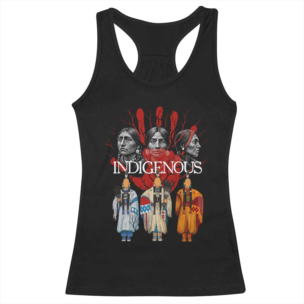 Native American Indigenous Women MMIW Red Hand Indian Racerback Tank Top - Wonder Print Shop