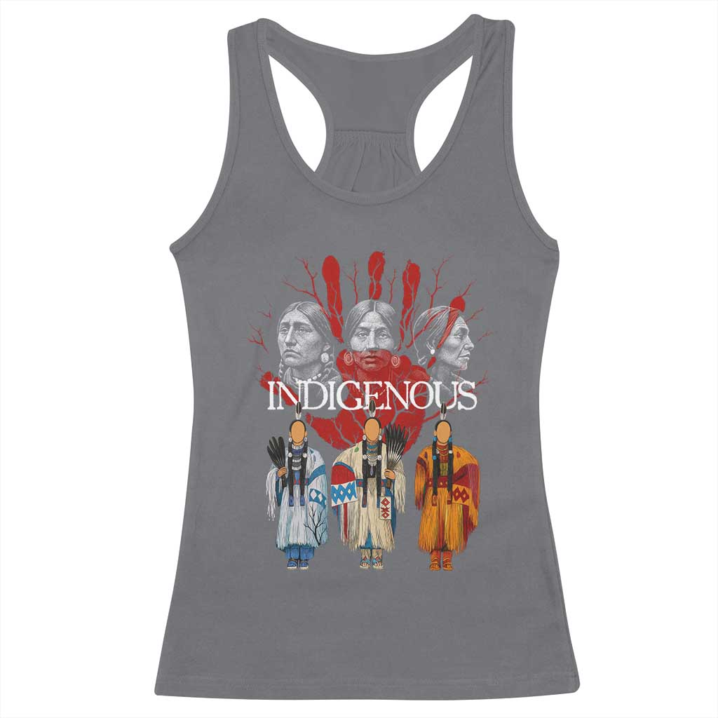 Native American Indigenous Women MMIW Red Hand Indian Racerback Tank Top - Wonder Print Shop