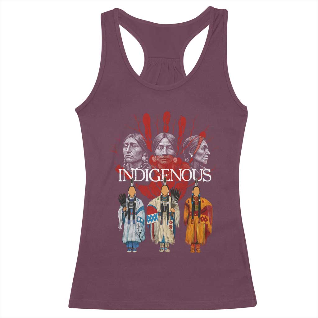 Native American Indigenous Women MMIW Red Hand Indian Racerback Tank Top - Wonder Print Shop