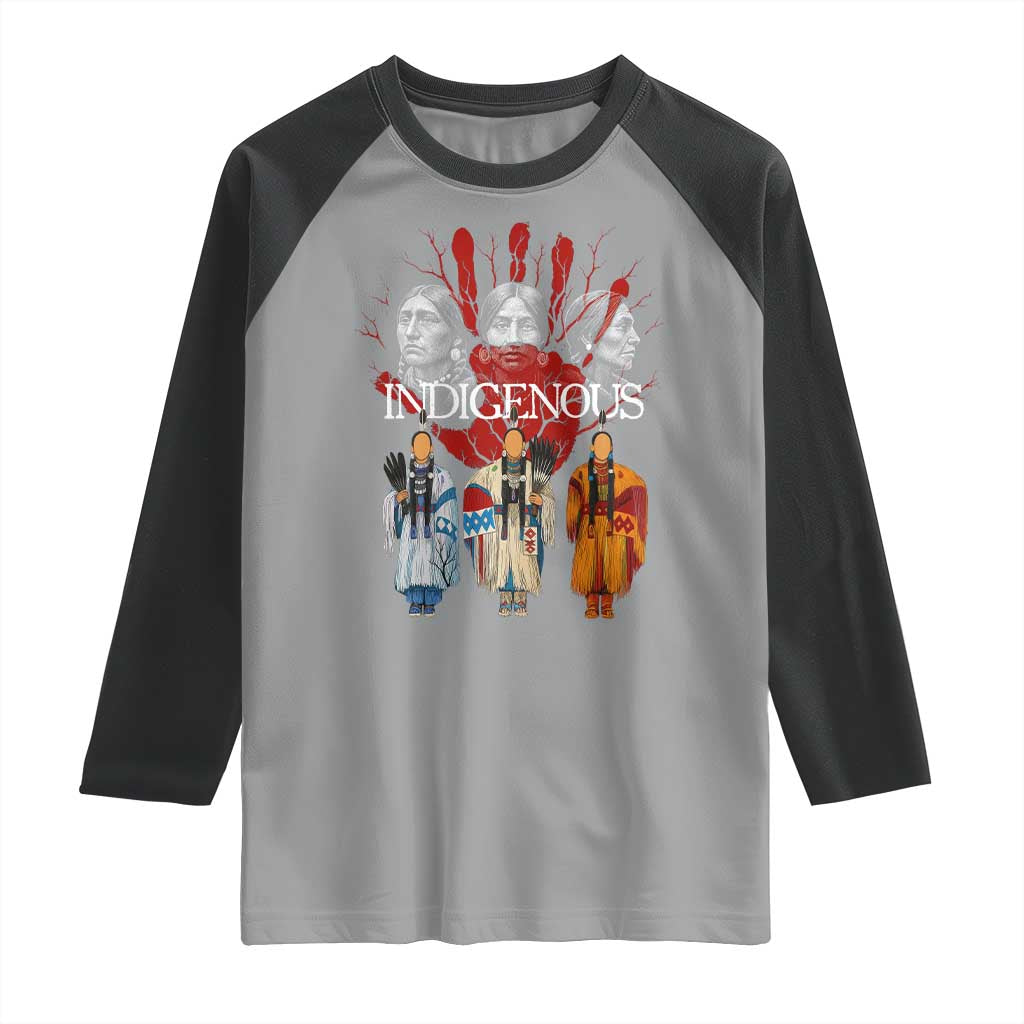 Native American Indigenous Women MMIW Red Hand Indian Raglan Shirt - Wonder Print Shop