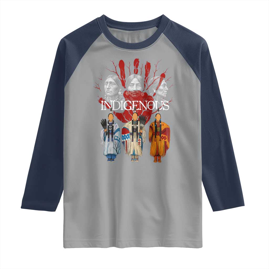 Native American Indigenous Women MMIW Red Hand Indian Raglan Shirt - Wonder Print Shop