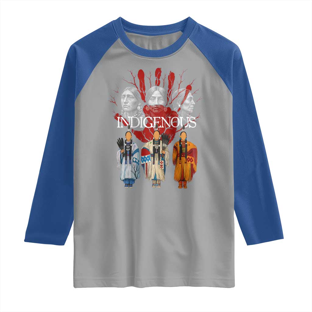 Native American Indigenous Women MMIW Red Hand Indian Raglan Shirt - Wonder Print Shop