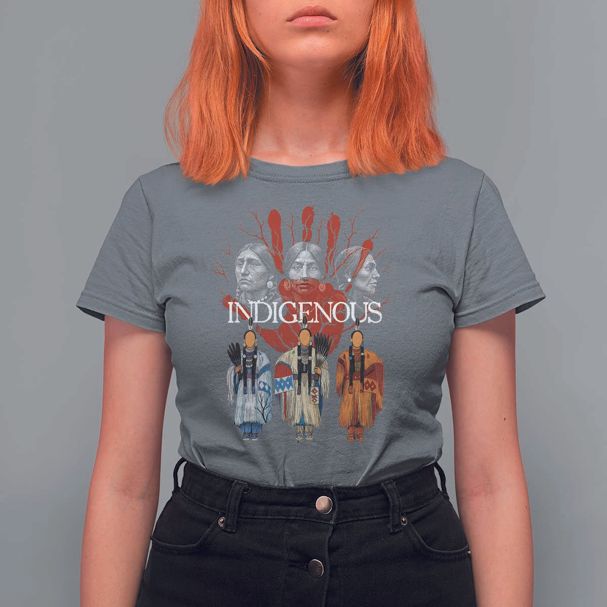 Native American Indigenous Women MMIW Red Hand Indian T Shirt For Women - Wonder Print Shop