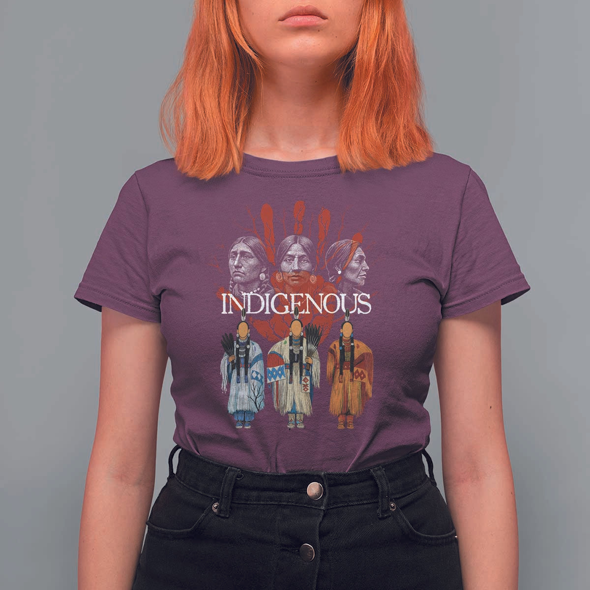 Native American Indigenous Women MMIW Red Hand Indian T Shirt For Women - Wonder Print Shop