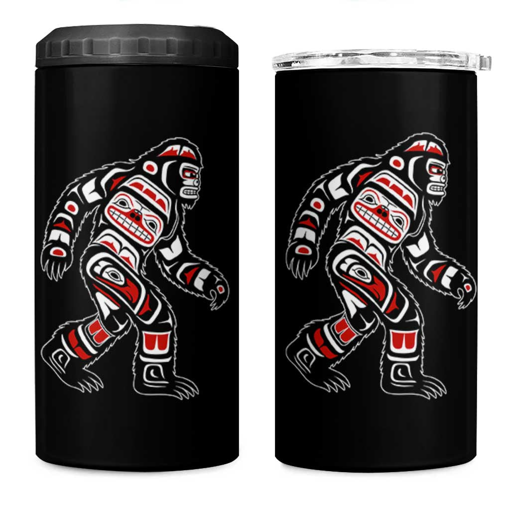 Bigfoot Native American Northwest Coast Art 4 in 1 Can Cooler Tumbler - Wonder Print Shop