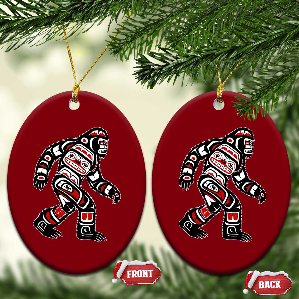 Bigfoot Native American Northwest Coast Art Ceramic Ornament