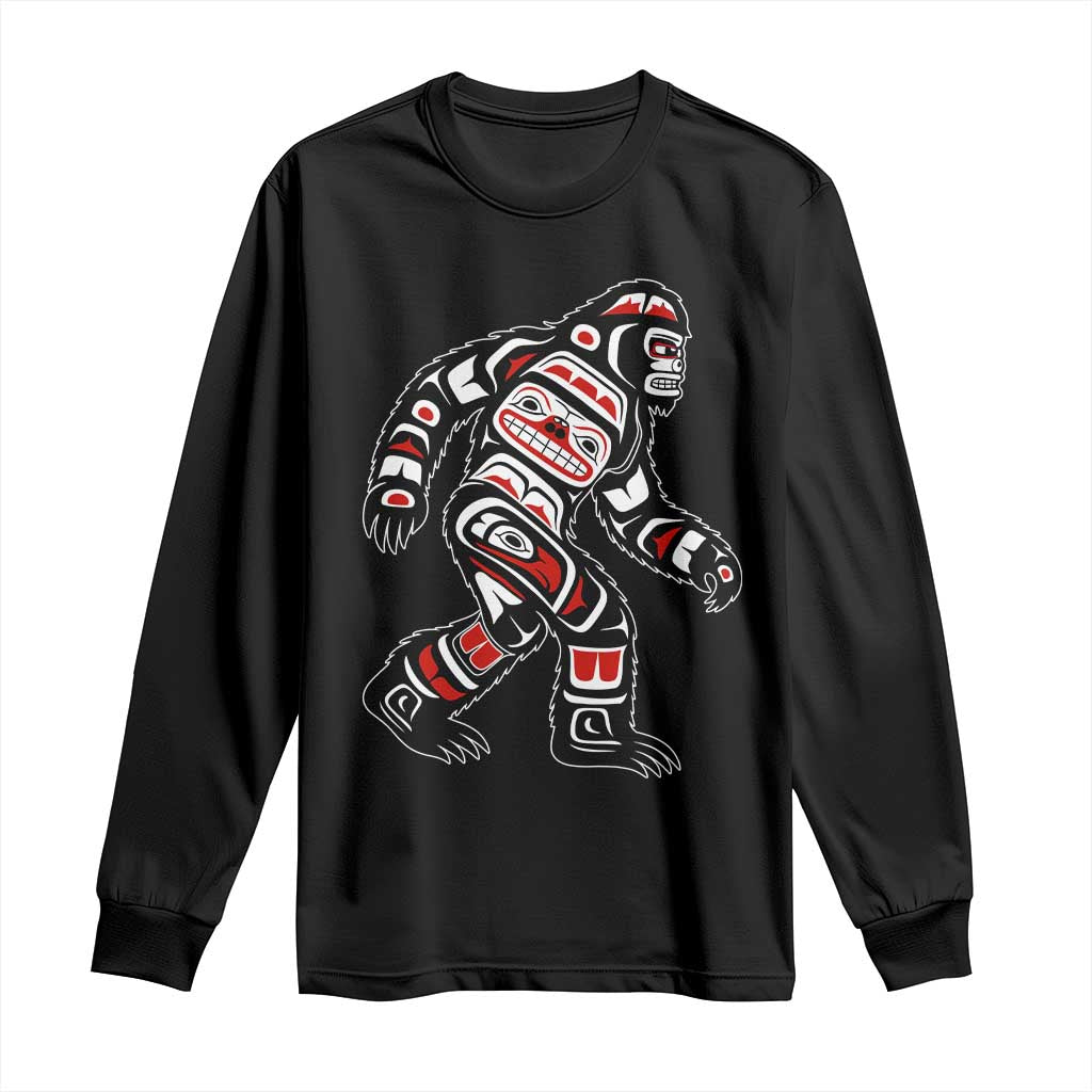 Bigfoot Native American Northwest Coast Art Long Sleeve Shirt - Wonder Print Shop