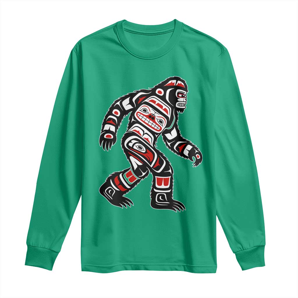Bigfoot Native American Northwest Coast Art Long Sleeve Shirt - Wonder Print Shop