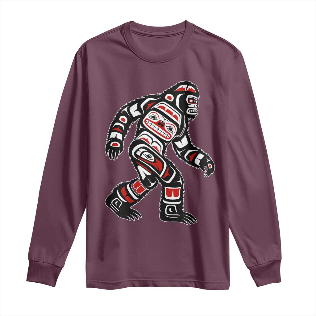 Bigfoot Native American Northwest Coast Art Long Sleeve Shirt - Wonder Print Shop