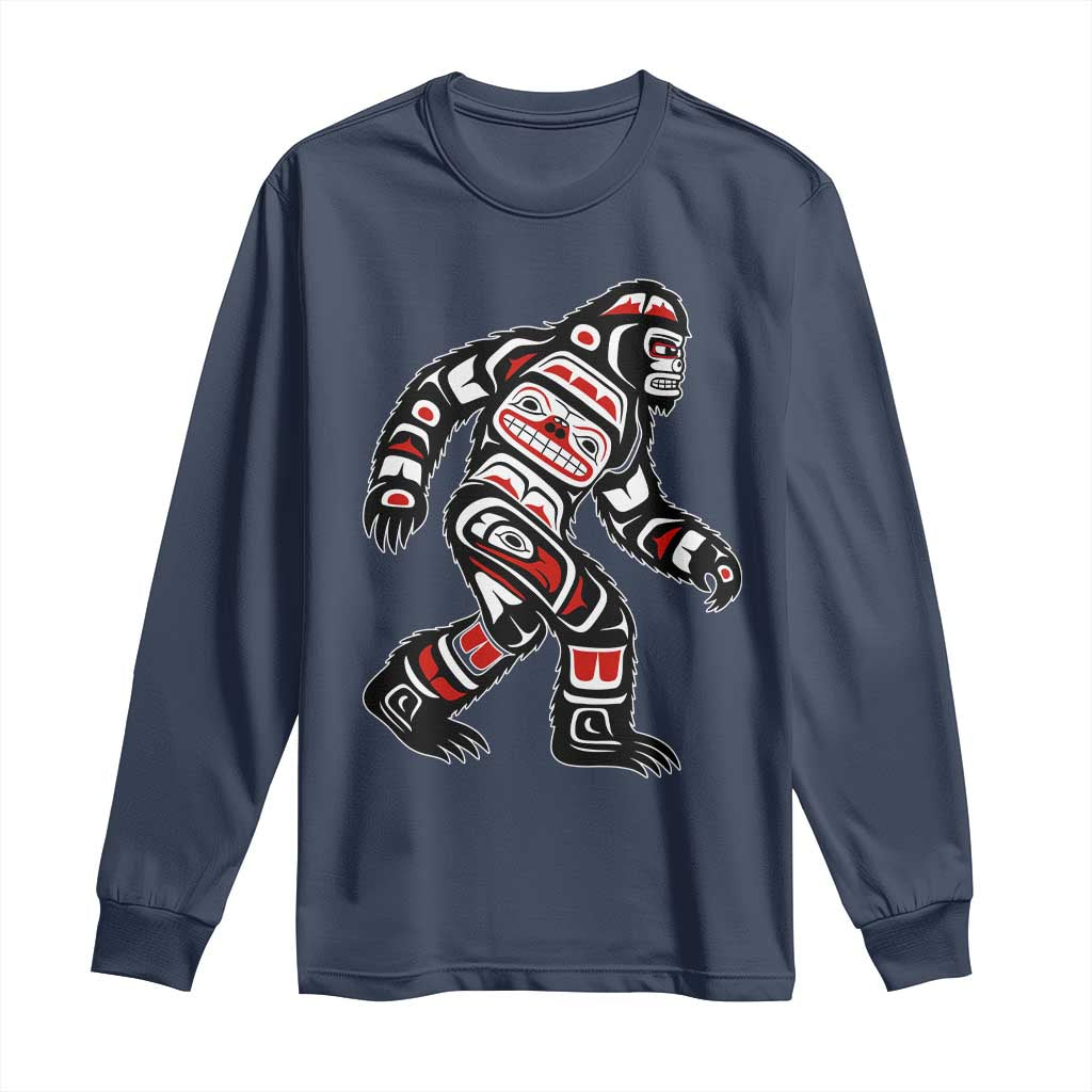 Bigfoot Native American Northwest Coast Art Long Sleeve Shirt - Wonder Print Shop